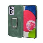 Cassa del telefono PU del supporto per anello per Samsung Galaxy A33 5G (verde scuro)