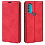 Per Motorola Moto G71 5G Cassa del telefono di aspirazione magnetica della pelle retrò (rossa)