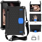 For Samsung Galaxy Tab S8 / Tab S7 Honeycomb Design EVA + PC Tablet Case with Strap(Black+Blue)