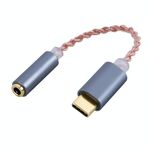 Ta12-R2 USB-C / Type-C maschio a 3,5 mm audio femmina singolo cristallo rame rame adattatore auricolare (grigio)