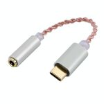 Ta12-R2 USB-C / Type-C maschio a 3,5 mm audio femmina singolo cristallo rame rame adattatore auricolare (argento)