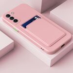 Per Samsung Galaxy S22 5G Skin Feel card a contrasto con bottone del pulsante del pulsante TPU (rosa)