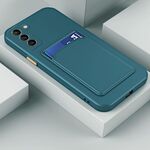 Per Samsung Galaxy S22 + 5G Skin Feel card a contrasto con bottone di colore TPU Custodia cellulare (verde scuro)