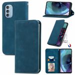 Per Motorola Moto G51 Retro Skin Feel Casetta orizzontale magnetica in pelle flip (blu)