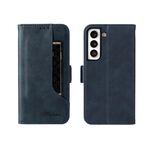 Per Samsung Galaxy S21 5G Dual fixle card portafoglio custodia in pelle di vitello (blu)