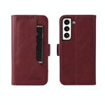 Per Samsung Galaxy S22 5G Dual fixle card portafoglio custodia per cellulare in pelle di vitello (vino rosso)