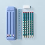 Scatola di cancelleria del righello di gomma da matita a 4 in 1 (Atene blu)
