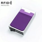 Titolare della carta anti-degaussing in lega di alluminio RFID (argento viola)