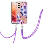 Per Samsung Galaxy S21 5G Flowers Flowers Case Phone TPU con cordino (Purple Begonia)