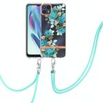 Per Motorola Moto G50 5G Flowers Flowers Case Phone TPU con cordino (Blue Rose)