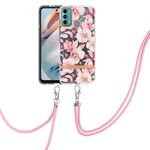 Per Motorola Moto G60 / G40 Fusion Fusion Flowers Case Phone TPU con cordino (rosa Gardenia)