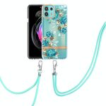 Per Motorola Edge 20 Lite Flowers Series Cassa del telefono TPU con cordino (Blue Rose)