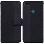 Per Motorola Moto E6 PLAY GEOMETRIC Custodia in pelle goffrata (nera)