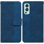 Per OnePlus Nord 2 5G Custodia in pelle geometrica in pelle geometrica (blu)