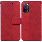 Per OPPO A55 5G / A53S 5G custodia in pelle goffrata geometrica (rossa)