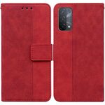 Per OPPO A74 5G / A93 5G / A54 5G custodia in pelle geometrica in pelle geometrica (rosso)