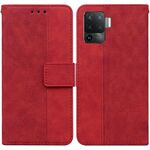 Per OPPO A94 4G / F19 Pro / Reno5 F Geometrica in pelle geometrica in pelle con rilievo (rosso)