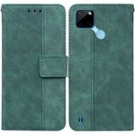 Per il caso di cuoio in pelle geometrica Geometrica Geometrica di OPPO REALME C21Y (verde)