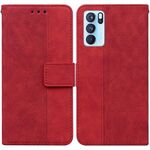 Per OPPO Reno6 Pro 5G Geometrica Geometrica in pelle con rilievo (rosso)