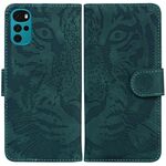 Per Motorola Moto G22 Tiger Embossing Pattern Horizontal Blip Custodia in pelle flip (verde)