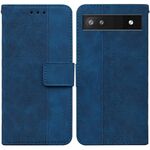 Per Google Pixel 6A custodia in pelle geometrica in pelle geometrica (blu)