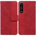 Per Sony Xperia 1 III Geometrica Geometrica in pelle con rilievo (rosso)