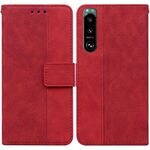 Per Sony Xperia 5 III Geometrica Geometrica in pelle con rilievo (rosso)