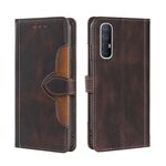 Per OPPO RENO3 5G versione JP Skin Feel Cappello di paglia Casetta magnetica Cassa del telefono in pelle (Brown)