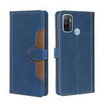 Per OPPO A53 / A32 / A33 / A53S 2020 Skin Feel Cappello da paglia Casetta magnetica Cassa del telefono in pelle (blu)