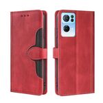 Per OPPO Reno7 Pro 5G Skin Feel Cappello di paglia Casetta magnetica Cassa del telefono in pelle (rosso)