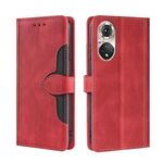 Per Honor 50 Pro Skin Feel Cappello di paglia Casetta magnetica Cassa del telefono in pelle (rosso)