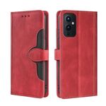 Per OnePLUS 9 Skin Feel Steel Paglia Cappello Magnetico Cassa del telefono in pelle (Rosso)