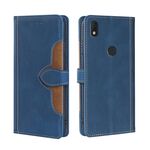 Per Alcatel Axel / Lumos Skin Sentise Cappello da paglia Casetta Magnetica Cassa del telefono in pelle (blu)