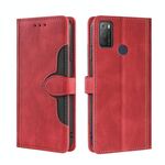 Per Alcatel 1s 2021 / 3L 2021 Skin Feel Steel Paglia Cappello Magnetico Cassa del telefono in pelle (rosso)