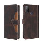Per Alcatel 1s 2021 / 3L 2021 Skin Self Cappello di paglia Cappello magnetico Cassa del telefono in pelle (marrone)