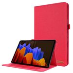 Per Samsung Galaxy Tab S8 Ultra orizzontale flip in tessuto in pelle in pelle con tavoletta con slot e supporto per carte (rosso)