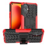 Per OnePlus Nord N20 5G Trama Pneumatico TPU antiurto TPU + Cassa del telefono PC con supporto (rosso)