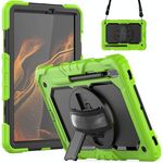 Per Samsung Galaxy Tab S8 11 pollici SM-X700 Custodia in silicone + PC tablet con tracolla (giallo verde + nero)