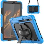 Per Samsung Galaxy Tab S8 11 pollici SM-X700 Silicone + PC Tablet Case con tracolla (blu chiaro + nero)