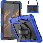 Per Samsung Galaxy Tab S8 11 pollici SM-X700 Silicone + PC Tablet Case con tracolla (blu scuro + nero)