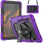 Per Samsung Galaxy Tab S8 11 pollici SM-X700 Custodia in silicone + PC tablet con tracolla (viola + nero)