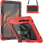 Per Samsung Galaxy Tab S8 + 12,4 pollici SM-X800 Silicone + PC Tablet Case con tracolla (rosso + nero)