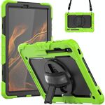 Per Samsung Galaxy Tab S8 + 12,4 pollici SM-X800 Silicone + PC Tablet Case con tracolla (giallo verde + nero)