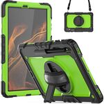 Per Samsung Galaxy Tab S8 + 12,4 pollici SM-X800 Silicone + PC Tablet Case con tracolla (nero + verde giallo)