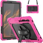 Per Samsung Galaxy Tab S8 + 12,4 pollici SM-X800 Silicone + PC Tablet Case con tracolla (Rose Red + Nero)