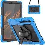 Per Samsung Galaxy Tab S8 + 12,4 pollici SM-X800 Silicone + PC Tablet Case con tracolla (blu chiaro + nero)