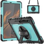 Per Samsung Galaxy Tab S8 + 12,4 pollici SM-X800 Silicone + PC Tablet Case con tracolla (nero + blu chiaro)