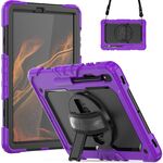 Per Samsung Galaxy Tab S8 + 12,4 pollici SM-X800 Silicone + PC Tablet Case con tracolla (viola + nero)