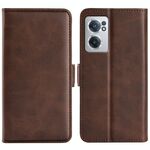 PER ONEPLUS NORD CE 2 5G Custodia a doppia fibbia magnetica a doppio lato (Brown)