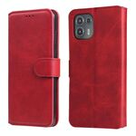 Per Motorola Moto Edge 20 Lite Classic Calf Texture PU + TPU Custodia in pelle flip orizzontale con titolare e carte e portafoglio (rosso)